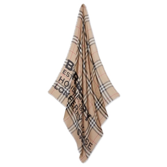 Burberry Square Scarf Address Giant Check Gauze New - Picture 2 of 6